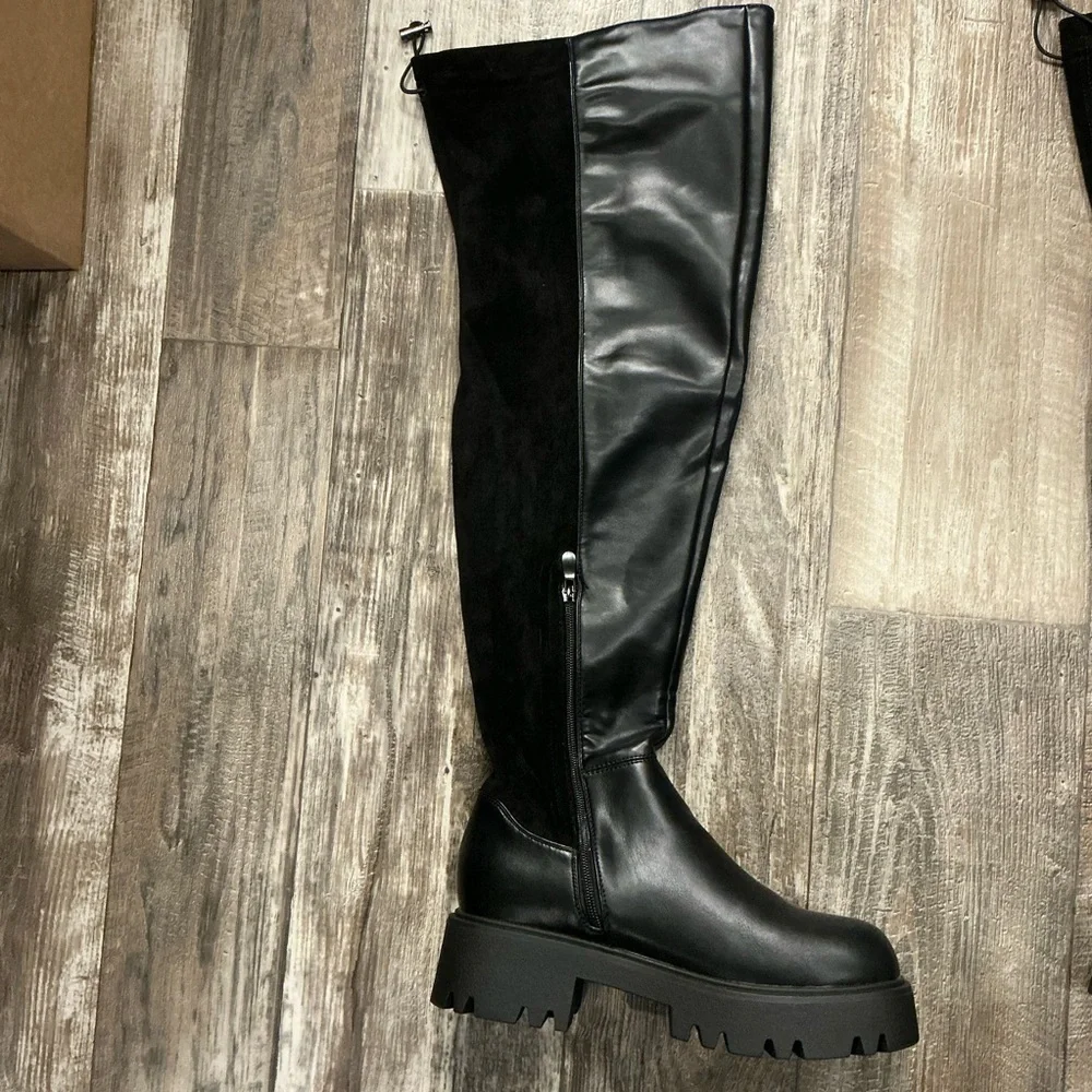 Dream Pairs Black Over-the-Knee Boots Size 10